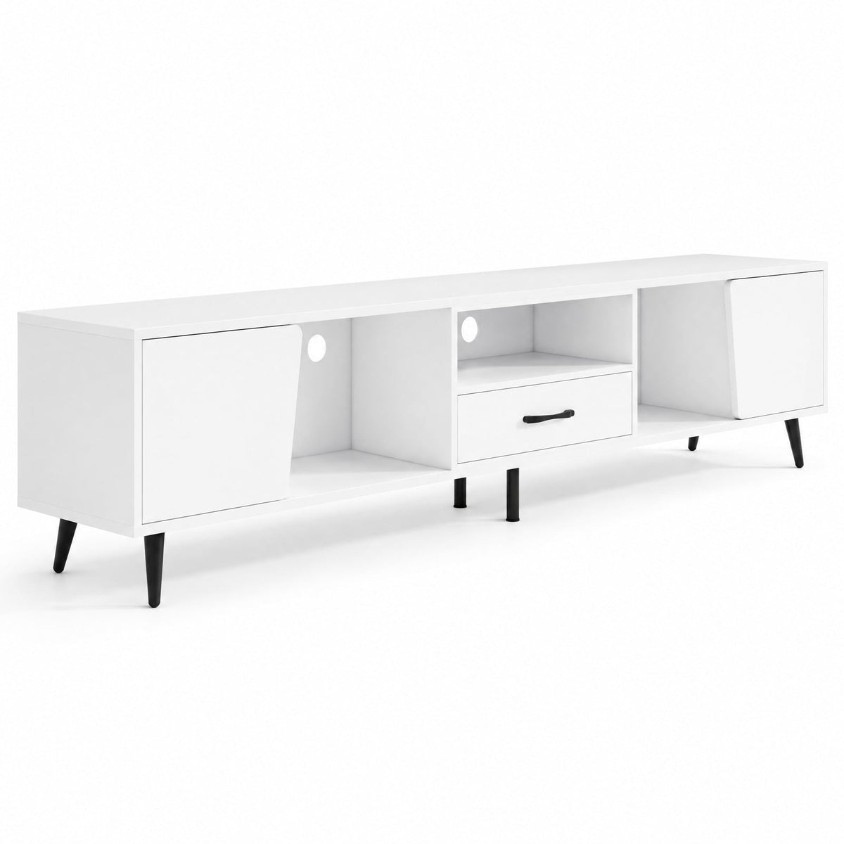 Airfind 79 Inch TV Stand for TVs up to 90 Inches Entertainment Center Wood Media Console Table Modern Mid Century TV Cabinet, 200 lbs Capacity, White