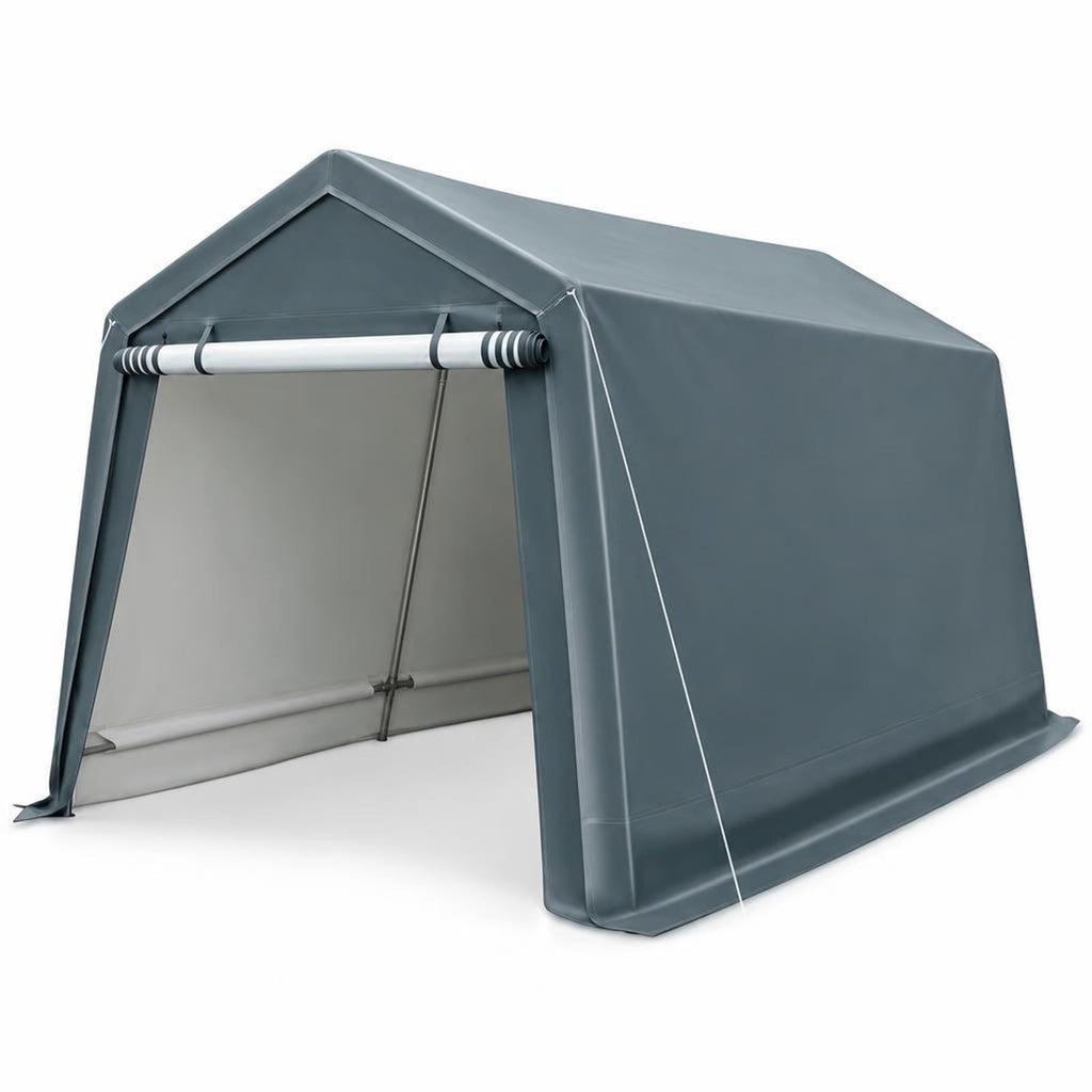 Airfind 8.3 x 14 Feet Outdoor Storage Shed with Roll-Up Zipper Door, Metal Fabric Frame, 8.3 x 14 x 7.5 ft Footprint, Gray