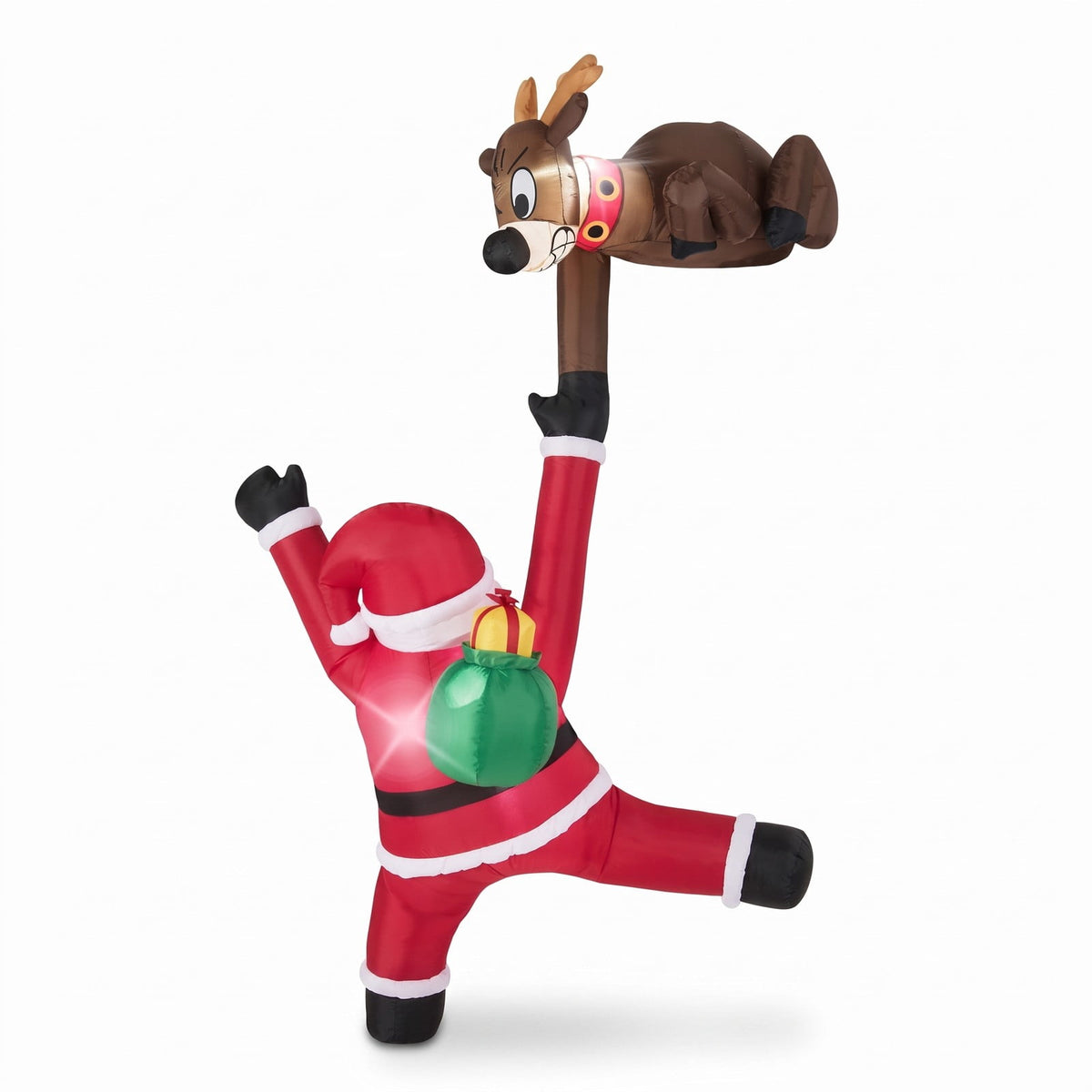 Airfind 8.5 Feet Christmas Inflatable Reindeer and Climbing Santa Claus with Built, Polyester Fabric Frame, 4.6 ft x 3.3 ft x 8.5 ft Footprint