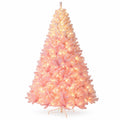 Airfind 8 FT Artificial Christmas Tree with Warm White LED Lights and 8 Modes for Holiday-8 Feet, PVC Metal Frame, Pink