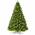 Airfind 8 Feet PVC Artificial Christmas Tree with LED Lights-8 ft, PVC iron Frame, 4.3 x 7.5 H Footprint, Green