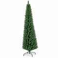 Airfind 8 Feet Pencil Christmas Tree with 671 Memory Wire Branch Tips and Upgraded Metal Stand, PVC Metal Frame, Green