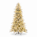 Airfind 8 Feet Snow-flocked Artificial Christmas Tree Pre, PE PVC Metal Tree Height 8/7/6 ft Tree Width 5/4.5/3.5 ft Frame, White