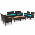 Airfind 8 Piece Patio Wicker Sofa Set 4 Rattan Chairs and 2 Loveseat with 2 Table, 400 lbs Capacity, 22 x 23.5 x 32 Footprint