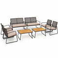 Airfind 8 Pieces Patio Furniture Set with Acacia Wood Coffee Table and Zippered Cushions, 110 lbs Capacity, 31 x 20 x 17 Footprint, Yellow