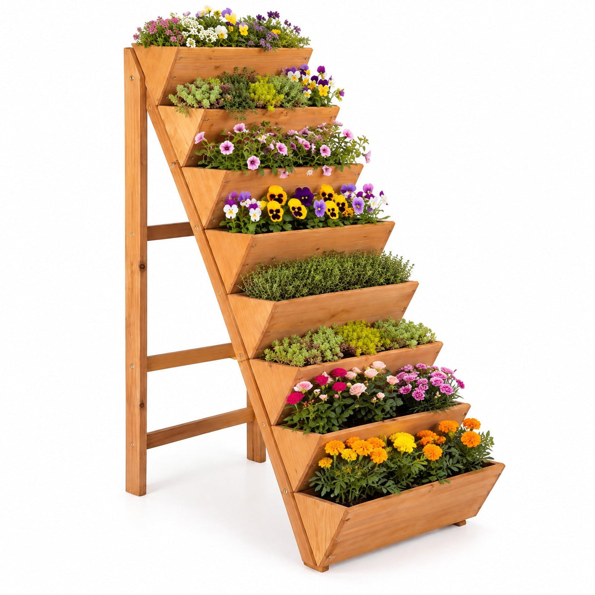 Airfind 8-tier Vertical Raised Garden Bed Wood Elevated Planter Box with Legs, Fir Wood Frame, 40 x 24 x 59 Single Box Interior Footprint, Orange
