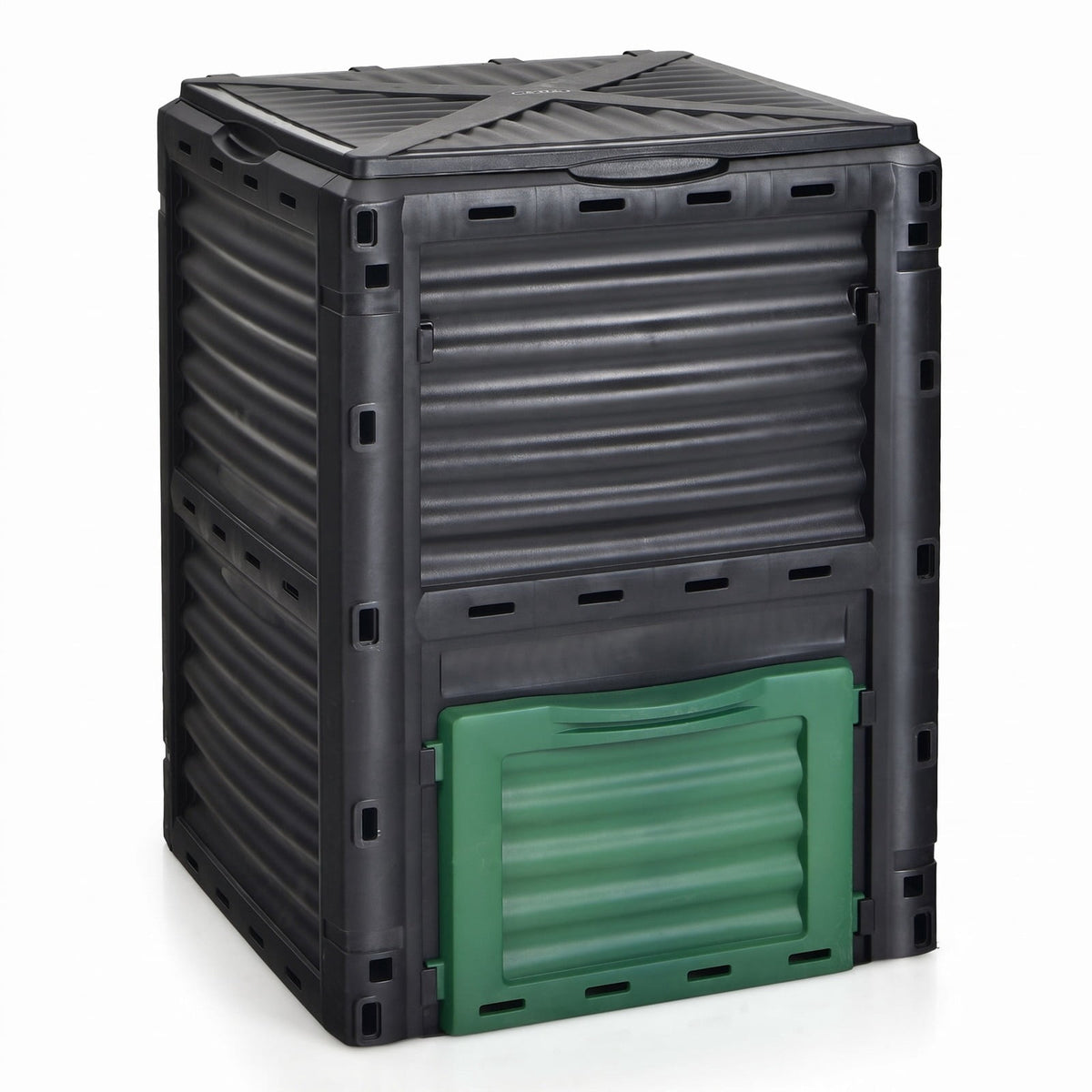 Airfind 80-Gallon Outdoor Composter with Large Openable Lid and Bottom Exit Door, PP Frame, 23.5 x 23 x 32 (L x W x H) Inner Footprint, Green