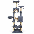 Airfind 80 Inches Tall Cat Tree with 2 Large Condos and Dangling Toys, 33 lbs Capacity, Engineered Board Sisal Plush Fabric Sponge Frame, Dark Gray