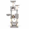 Airfind 80 Inches Tall Cat Tree with 2 Large Condos and Dangling Toys, 33 lbs Capacity, Engineered Board Sisal Plush Fabric Sponge Frame, Light Gray