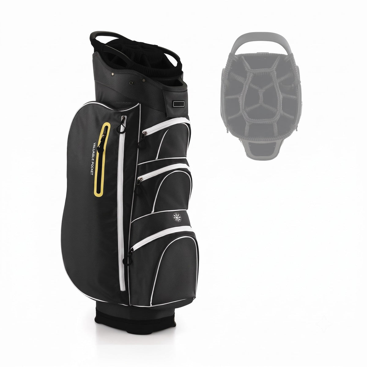 Airfind 9.5 Inch Lightweight Golf Cart Bag with 15 Way Top Dividers, 7 Zipper Pockets, Cooler Bag, Rain Hood, Shoulder Strap for Men Women, Black