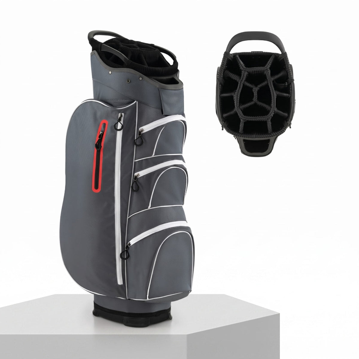 Airfind 9.5 Inch Lightweight Golf Cart Bag with 15 Way Top Dividers and 7 Zippegary Pockets and Cooler Bag and Rain Hood, Gray