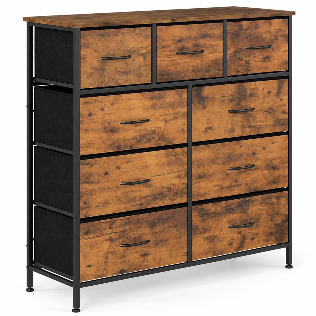 Airfind 9-Drawer Fabric Dresser with Wooden Top for Bedroom, 135 lbs Capacity, Metal MDF Non-Woven Fabric Frame, 39.5 x 12 x 39.5 Footprint