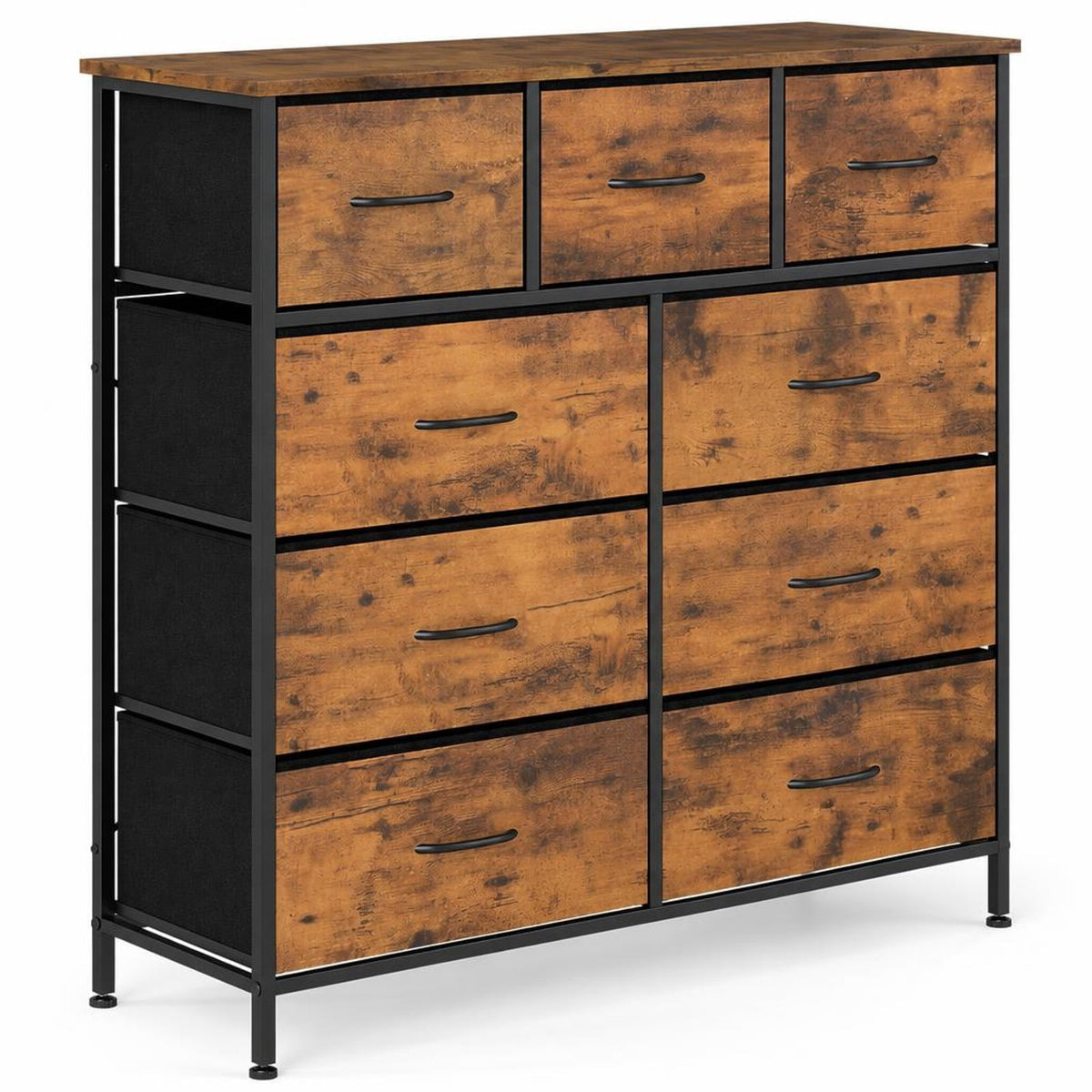 Airfind 9-Drawer Fabric Dresser with Wooden Top for Bedroom, 135 lbs Capacity, Metal MDF Non-Woven Fabric Frame, 39.5 x 12 x 39.5 Footprint