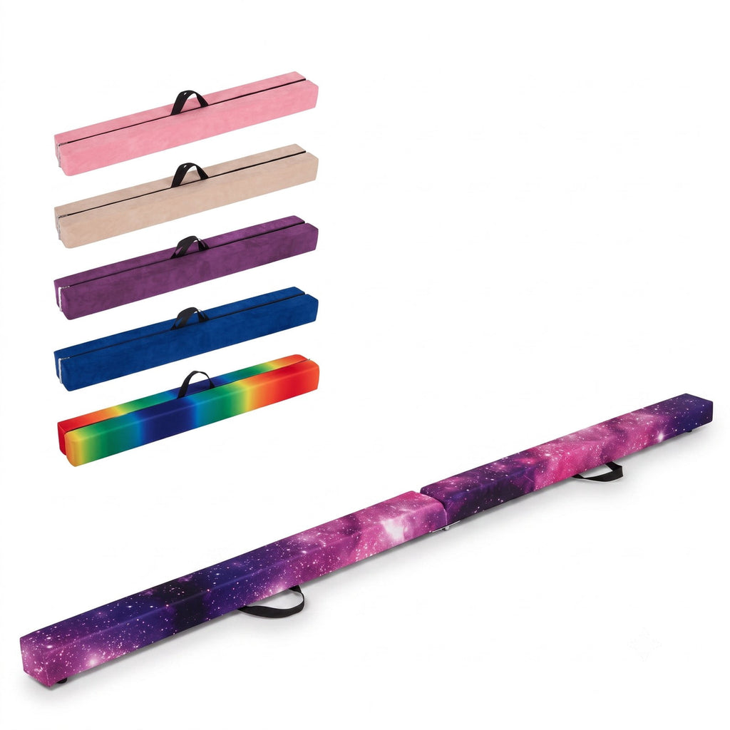 Airfind 9 FT Folding Gymnastics Balance Beam with Anti-slip Base and Pine Wood Frame for Kids Home Practice and Training, Galaxy