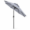 Airfind 9 FT Outdoor Market Patio Table Umbrella Push Button Tilt Crank Lift, Iron Polyester Fabric Frame, Gray