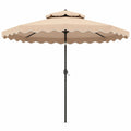 Airfind 9 Feet Patio Umbrella with Push Button Tilt and Crank, Polyester Fabric Metal Frame, 9 x 8.1 ft Footprint, Beige