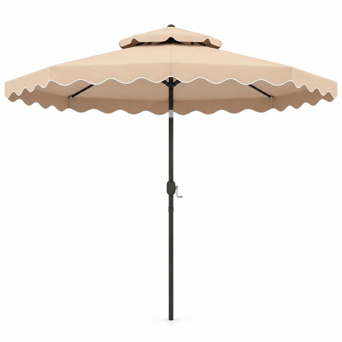 Airfind 9 Feet Patio Umbrella with Push Button Tilt and Crank, Polyester Fabric Metal Frame, 9 x 8.1 ft Footprint, Beige