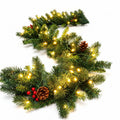AIRFIND Pre-lit Christmas Garland with 9 Ft Length with 100 LED Lights and 140 PVC Tips for Doorway and Mantel Decor, Red