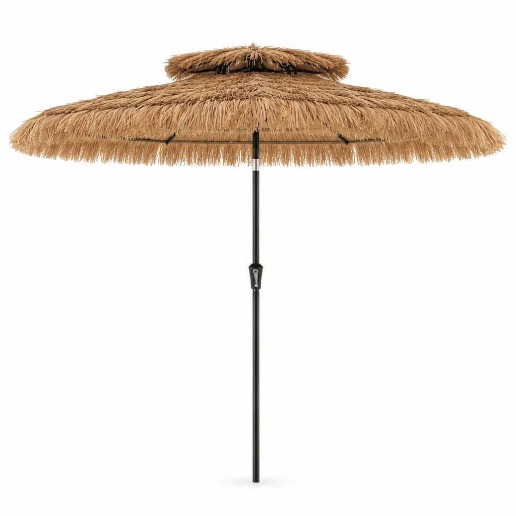 Airfind 9 Feet Thatched Tiki Umbrella with 8 Ribs, PE iron polyester fabric Frame, 9 x 9 x 8.3 (L x W x H) Tilt angle range: 0-30° Footprint