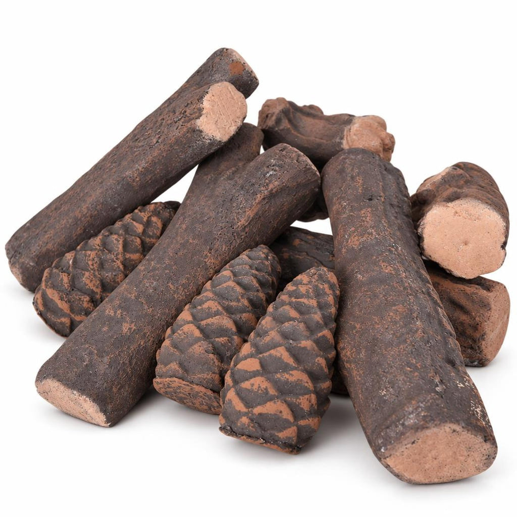 Airfind Fireplace, 9 PCS Ceramic, Logs Set Realistic Artificial Gas Fireplace Logs, Ceramic Frame, Original wood figure, Natural