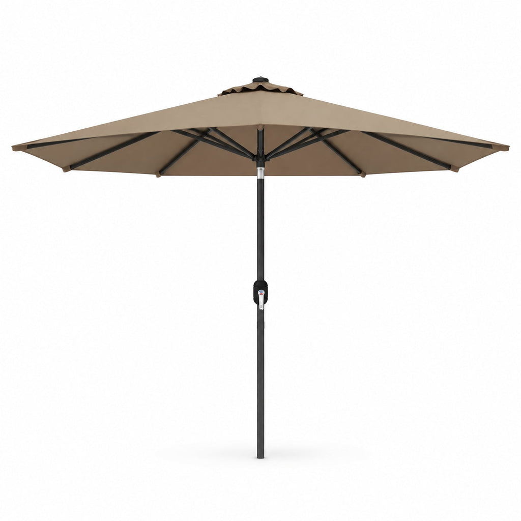 Airfind 9 ft Outdoor Market Patio Table Umbrella Push Button Tilt Crank Lift, Iron Polyester Fabric Frame, Tan