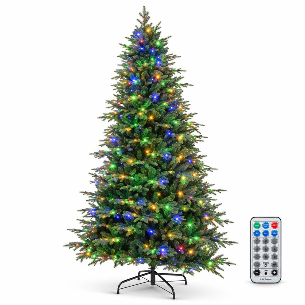Airfind 9 Ft Pre-lit Artificial Christmas Tree with 560 Color-changeable LED Lights, 1770 Branch Tips, Remote Control, Green