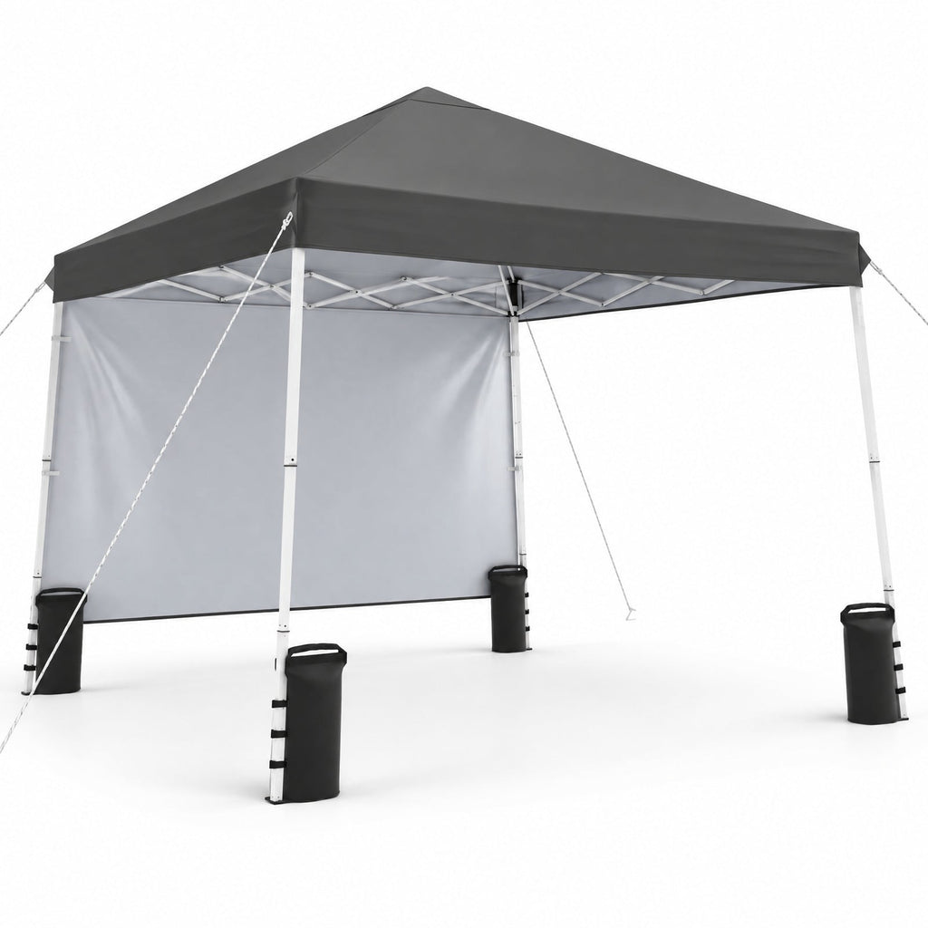 Airfind 9 ft x 9 ft Pop Up Canopy Tent with 8 Ground Stakes 4 Wind Ropes and Carry Bag for Outdoor Party, Metal Oxford Cloth PP Frame, Grey