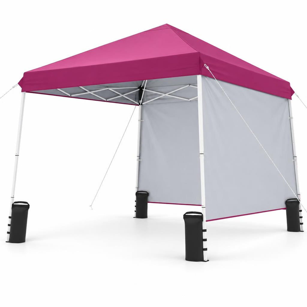 Airfind 9 ft x 9 ft Pop Up Canopy Tent with 8 Ground Stakes 4 Wind Ropes and Carry Bag for Outdoor Party, Metal Oxford Cloth PP Frame, Pink