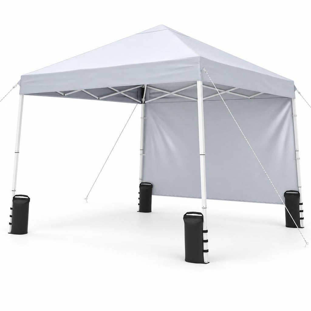 Airfind 9 ft x 9 ft Pop Up Canopy Tent with 8 Ground Stakes 4 Wind Ropes and Carry Bag for Outdoor Party, Metal Oxford Cloth PP Frame, White