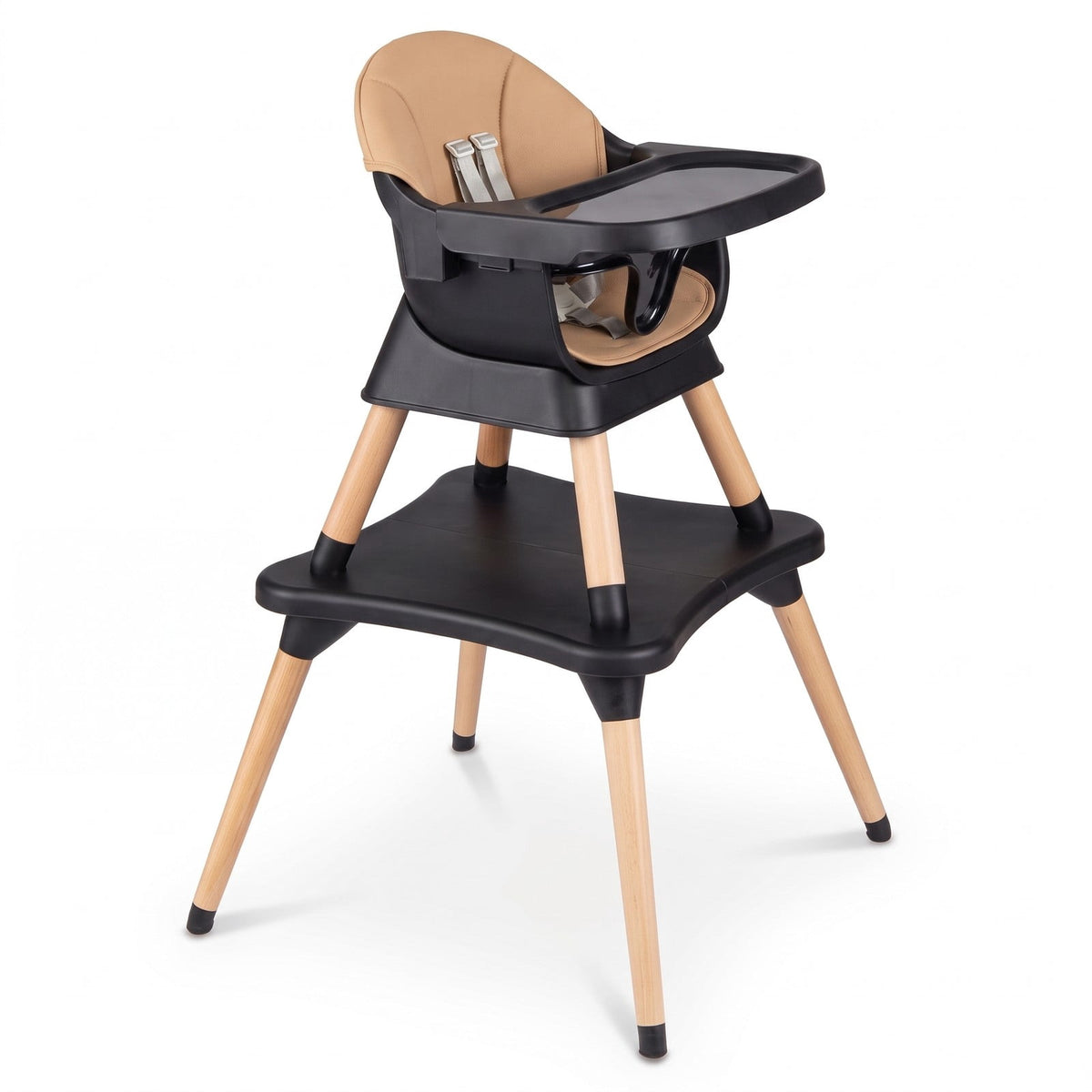 Airfind 9-in-1 Convertible High Chair with Solid Wood Legs for Babies and Toddlers, 33 lbs Capacity, PP Frame, for 6 months to 3 years old, Coffee