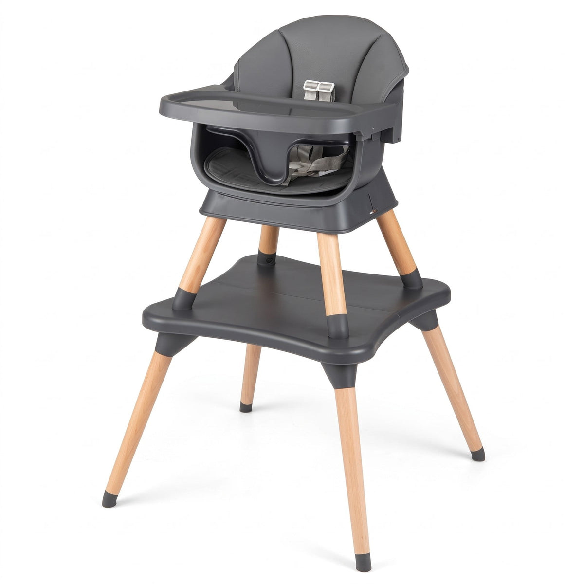 Airfind 9-in-1 Convertible High Chair with Solid Wood Legs for Babies and Toddlers, 33 lbs Capacity, PP Frame, for 6 months to 3 years old, Gray