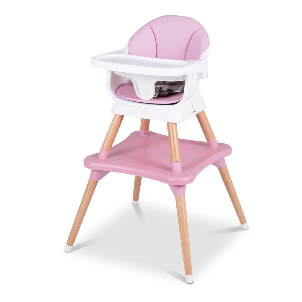 Airfind 9-in-1 Convertible High Chair with Solid Wood Legs for Babies and Toddlers, 33 lbs Capacity, PP Frame, for 6 months to 3 years old, Pink