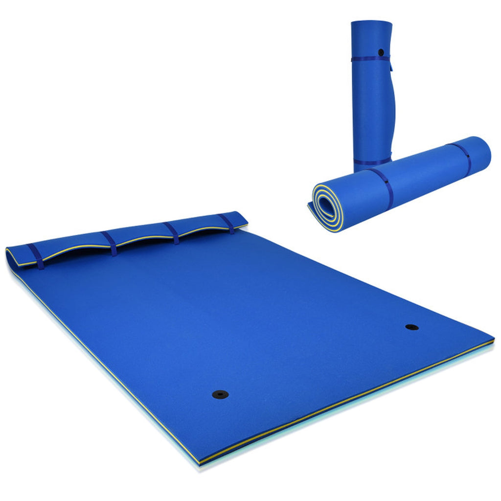 Airfind 9 x 6 Triple-Layer Lake Float Pad with Roll-Up Storage, Blue