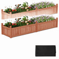 Airfind 91 x 24 x 16 Inch Divisible Planter Box with Corner Drainage and Non-woven Liner for Growing Vegetables, Fir Wood Frame, Brown