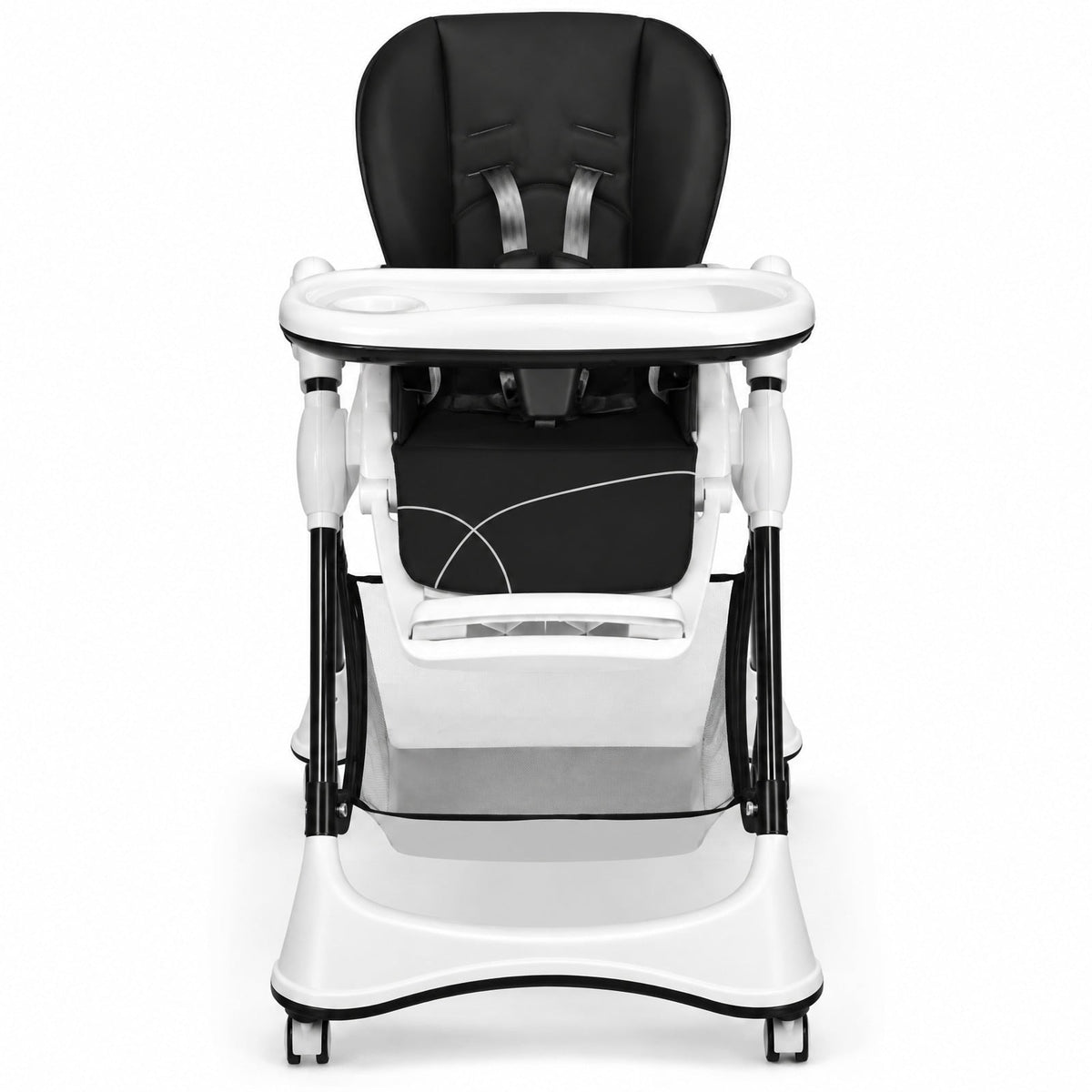 Airfind A-Shaped High Chair with 4 Lockable Wheels, 50 lbs Capacity, Iron Frame, for 0-36 months, 22 x 26 x 32 Footprint, Black