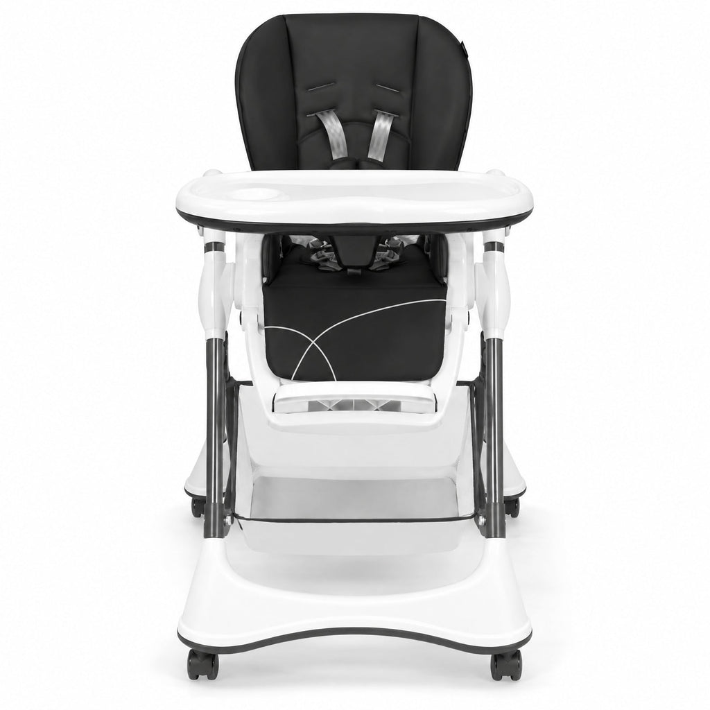 Airfind A-Shaped High Chair with 4 Lockable Wheels, 50 lbs Capacity, Iron Frame, for 0-36 months, 22 x 26 x 32 Footprint, Gray