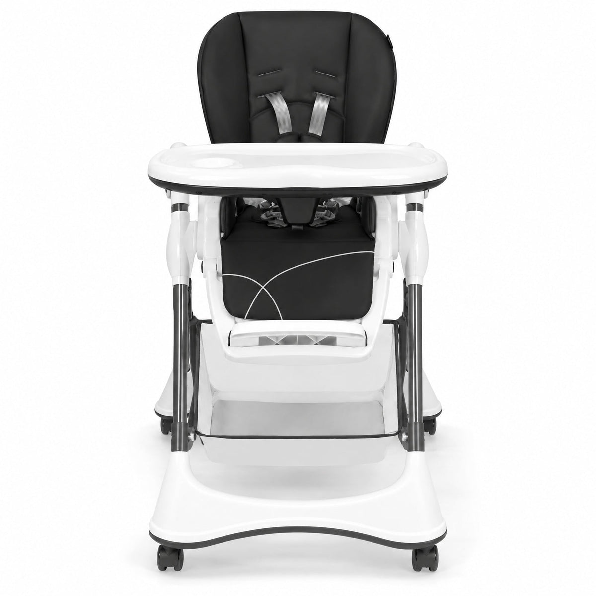Airfind A-Shaped High Chair with 4 Lockable Wheels, 50 lbs Capacity, Iron Frame, for 0-36 months, 22 x 26 x 32 Footprint, Gray