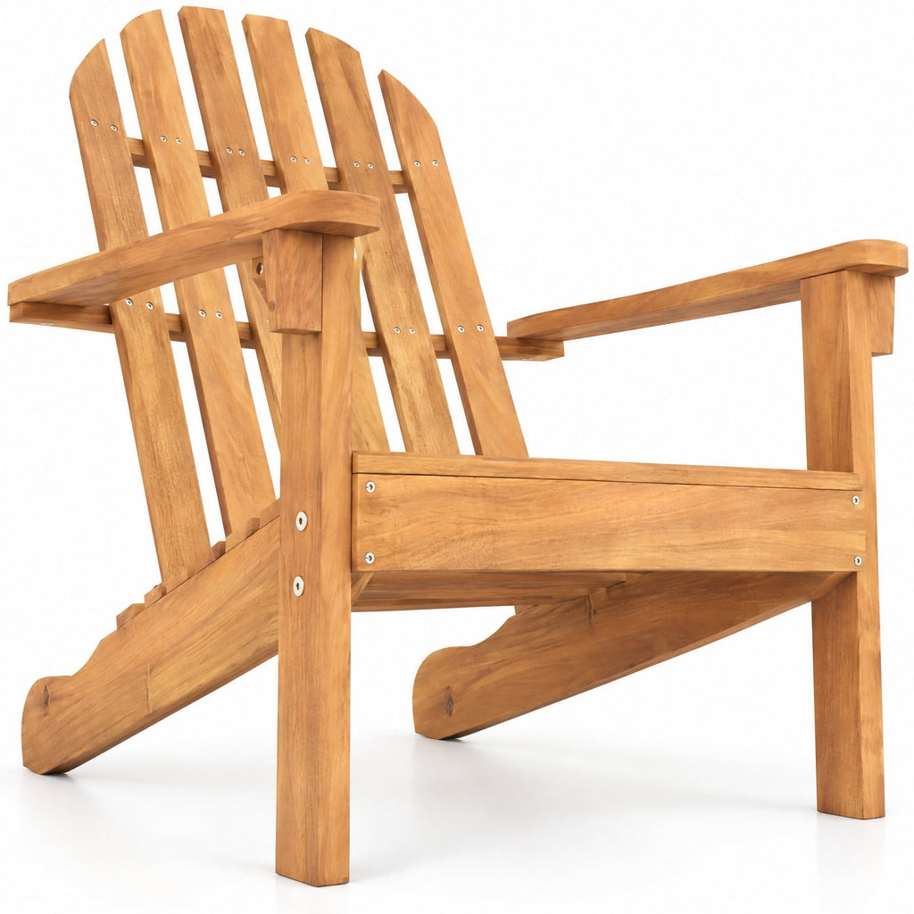 Airfind Acacia Wood Outdoor Adirondack Chair with Ergonomic Design, Acacia wood Frame, Natural, Overall dimension 27 x 35 x 40.5 (L x
