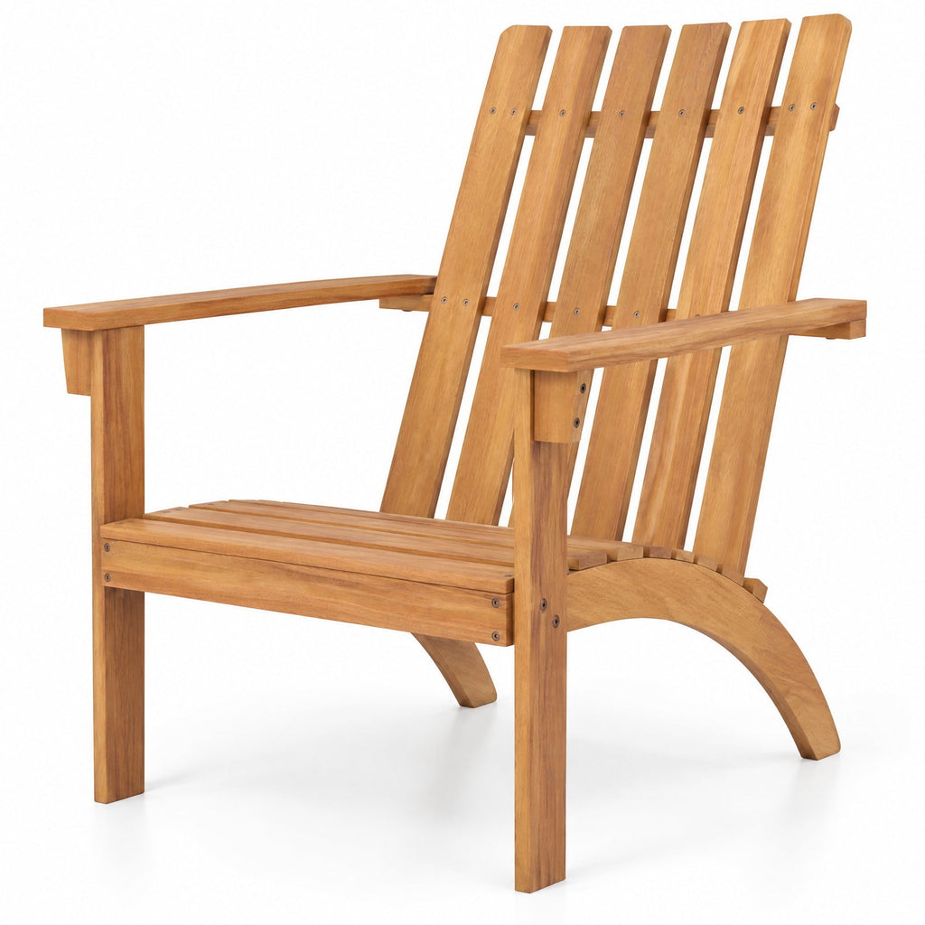 Airfind Acacia Wood Patio Adirondack Chair with Inclined Seat and High Backrest for Porch, 400 lbs Capacity, Acacia Wood Frame, Natural