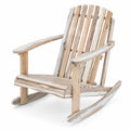 Airfind Adirondack Rocking Chair with Slatted Seat and High Fanned Back, 400 lbs Capacity, Acacia Wood Frame, 37 Inch x 29.5 Inch x 35 Inch Footprint, Natural
