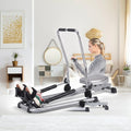 Airfind Adjustable Double Hydraulic Rowing Machine with LCD Monitor for Full Body Cardio Home Gym Foldable Workout, Black
