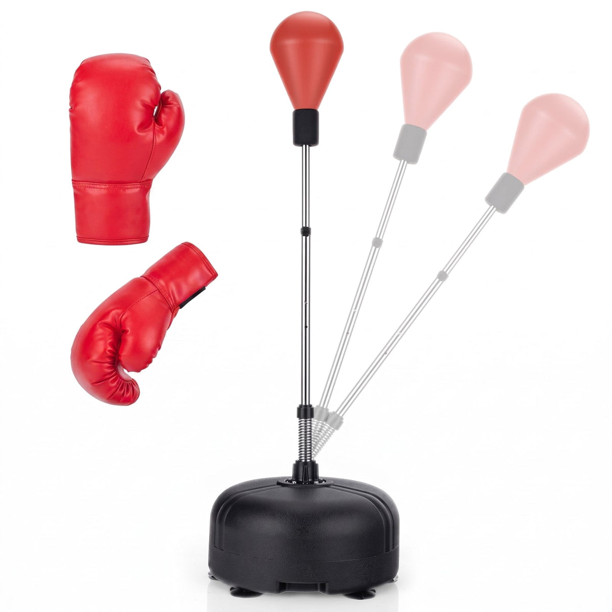 Airfind Adjustable Freestanding Punching Bag with Fillable Base and Boxing Gloves for Home Gym Fitness and Professional Training, Red