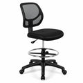 Airfind Adjustable Height Mid Back, Mesh Drafting Office Chair, 330 lbs Capacity, Mesh sponge plasticOverall Frame, BlackMain, Natural