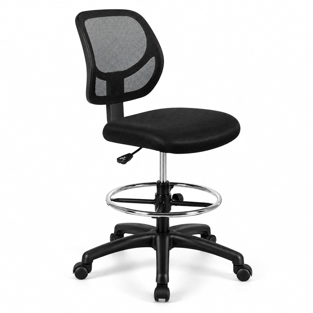 Airfind Adjustable Height Mid Back, Mesh Drafting Office Chair, 330 lbs Capacity, Mesh sponge plasticOverall Frame, BlackMain, Natural