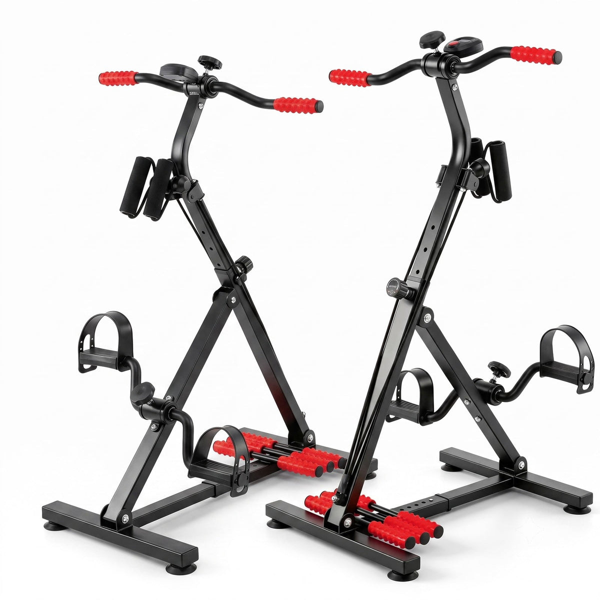 Airfind Adjustable LCD Pedal Exercise Bike, Under Desk Mini Cycle Arm Leg Pedal Exerciser with Massage Function, Resistance Band, Suction Cups for, Black Yellow
