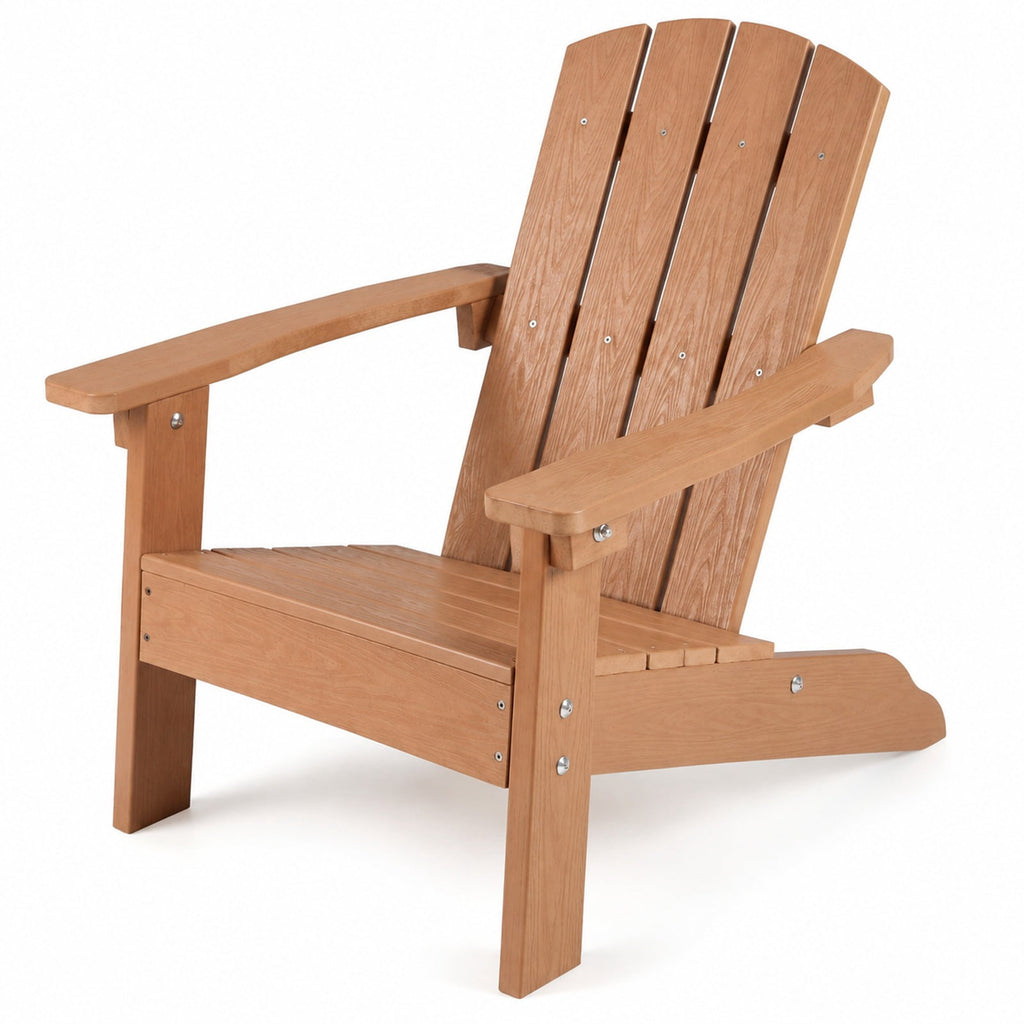 Airfind All-Weather HDPE Kids Adirondack Chair with with High Backrest and Armrests, 165 lbs Capacity, Wood-like HIPS Frame, Natural