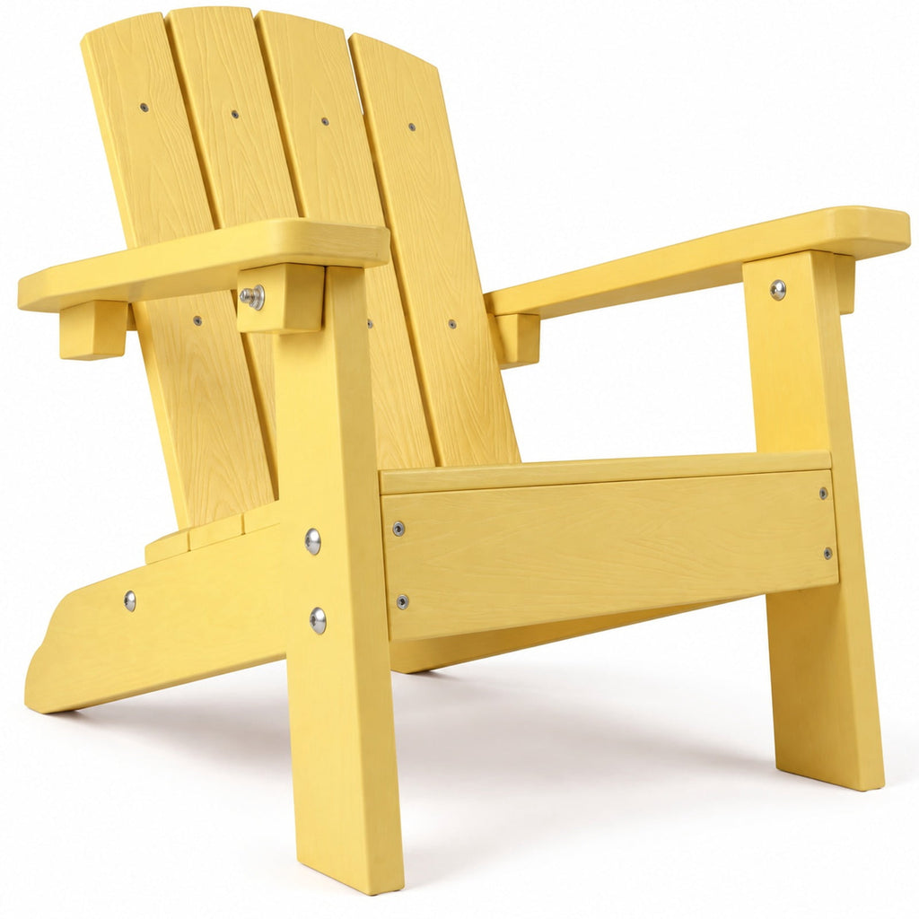 Airfind All-Weather HDPE Kids Adirondack Chair with with High Backrest and Armrests, 165 lbs Capacity, Wood-like HIPS Frame, Yellow
