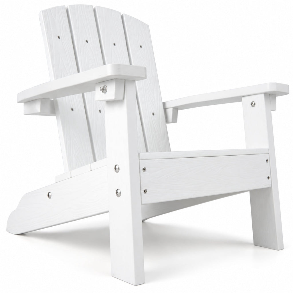Airfind All-Weather HIPS Kids Adirondack Chair with with High Backrest and Armrests, 165 lbs Capacity, Wood-like HIPS Frame, White