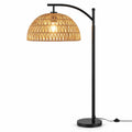 Airfind Arc Floor Lamp 63 Inches Tall Pole Lamp with Hanging Lampshade, Metal Paper Rope Frame, 10 Inch × 63 Inch Footprint, Black