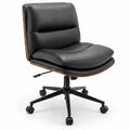 Airfind Armless Office Chair with Curved Backrest and Padded Seat, 245 lbs Capacity, Faux Leather Sponge Metal Plywood Frame, Black